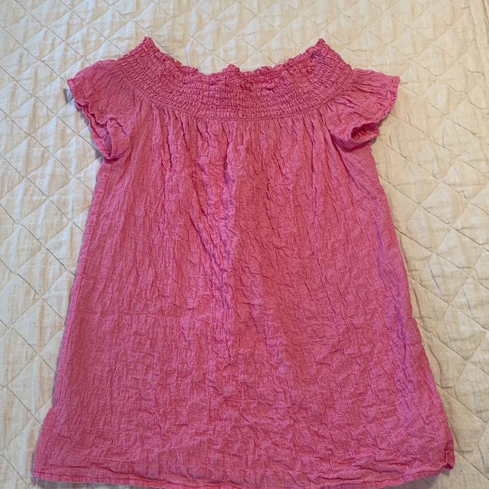 Michael Kors Pink Crinkle Off the Shoulder Top